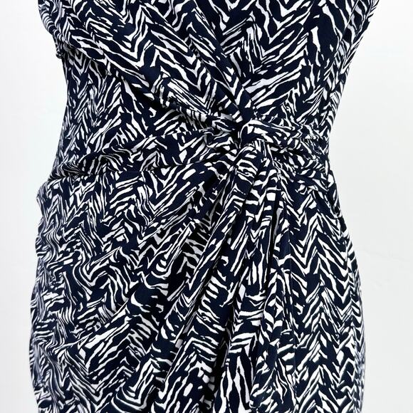 Lauren Ralph Lauren V-Neck Crossover Navy Dress - Picture 6 of 12